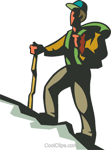 Man Hiking Up Hill Royalty Free Vector Clip Art Illustration - Hiking Cartoon Png (355x480)