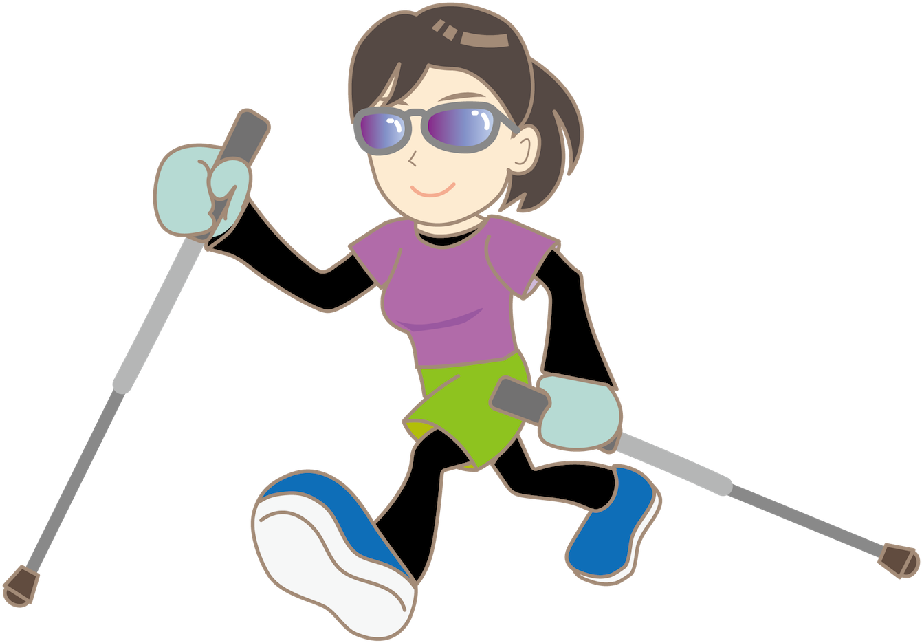 Nordic Walking Hiking Poles Clip Art - Nordic Walking Clipart (1600x1138)