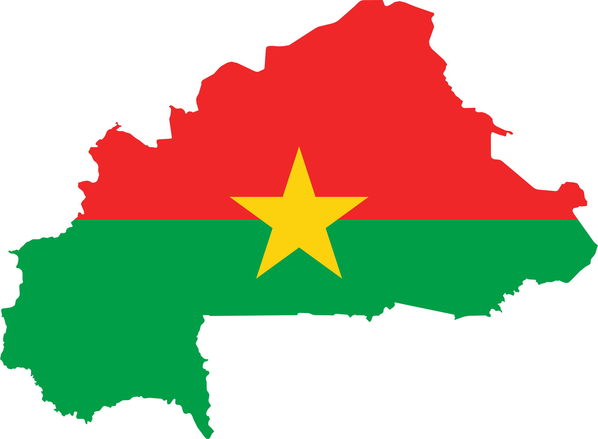 Explore Travel Excite - Burkina Faso Flag Map (2000x1467)