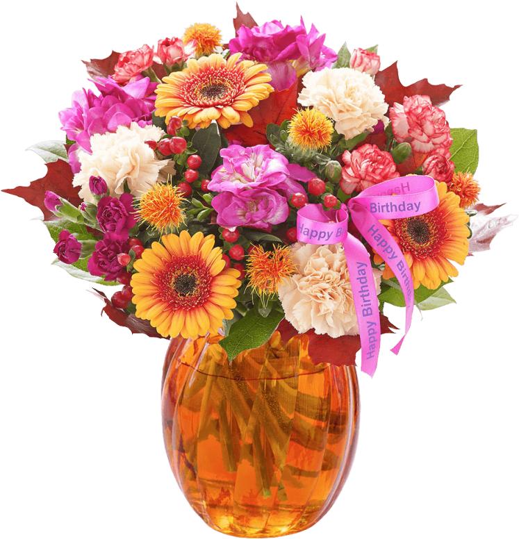 Happy Birthday Autumn Brights Globe - Happy Birthday With Bount Of Flowers (800x993)