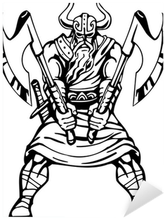 Black White Vector Illustration - Sticker Vikingo (400x400)