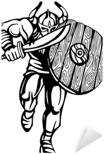 Black White Vector Illustration - Black And White Viking Clipart (400x400)