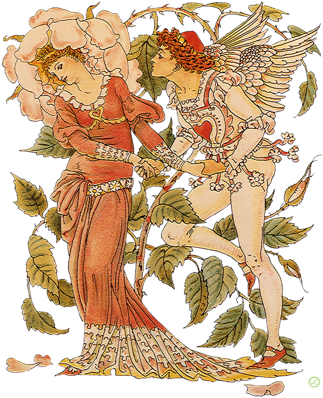 Vintage - Vintage Viktorianische Kunst, Rose Durch Grußkarte (698x800)