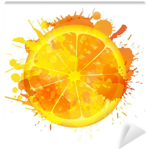 Fototapete Orange Scheibe Bunte Spritzer Auf Weißen - Orange Slice (400x400)