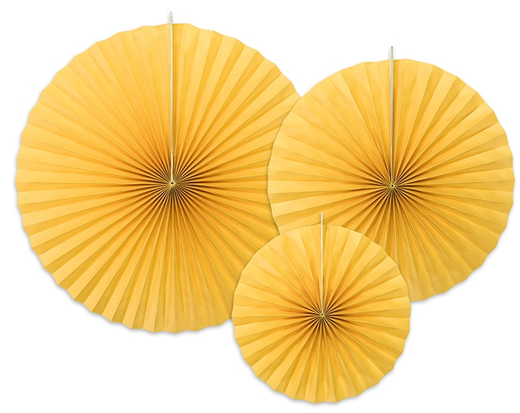 3 Rosaces Jaune Abeille Uni Eventails À Suspendre Assortis - Abanicos De Papel Png (800x800)