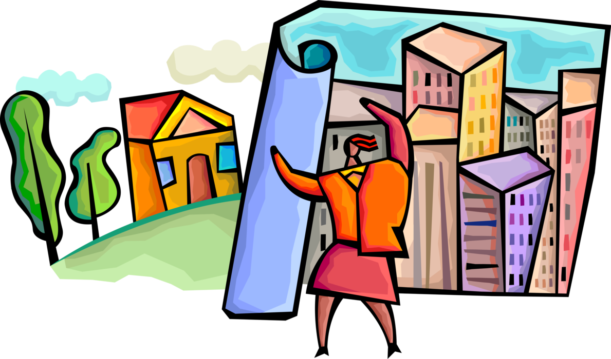 Vector Illustration Of Urban Planner Guides Orderly - Vector Illustration Of Urban Planner Guides Orderly (1189x700)