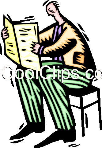 Businessman Reading Newspaper Royalty Free Vector Clip - Businessman Reading Newspaper Royalty Free Vector Clip (333x480)