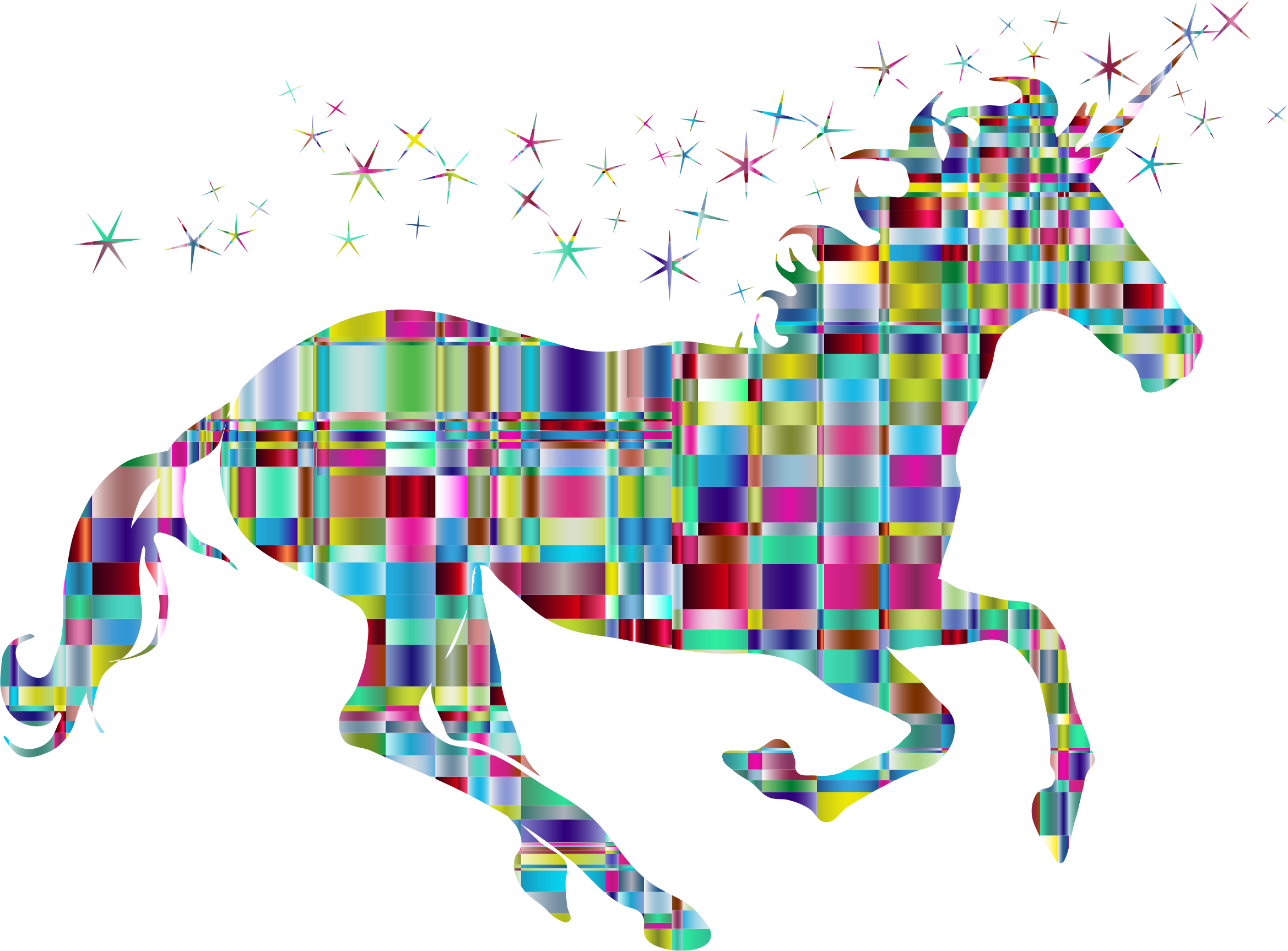 Checkered Crystalline Magical Unicorn - Unicorn With Checkered Background (2338x1726)