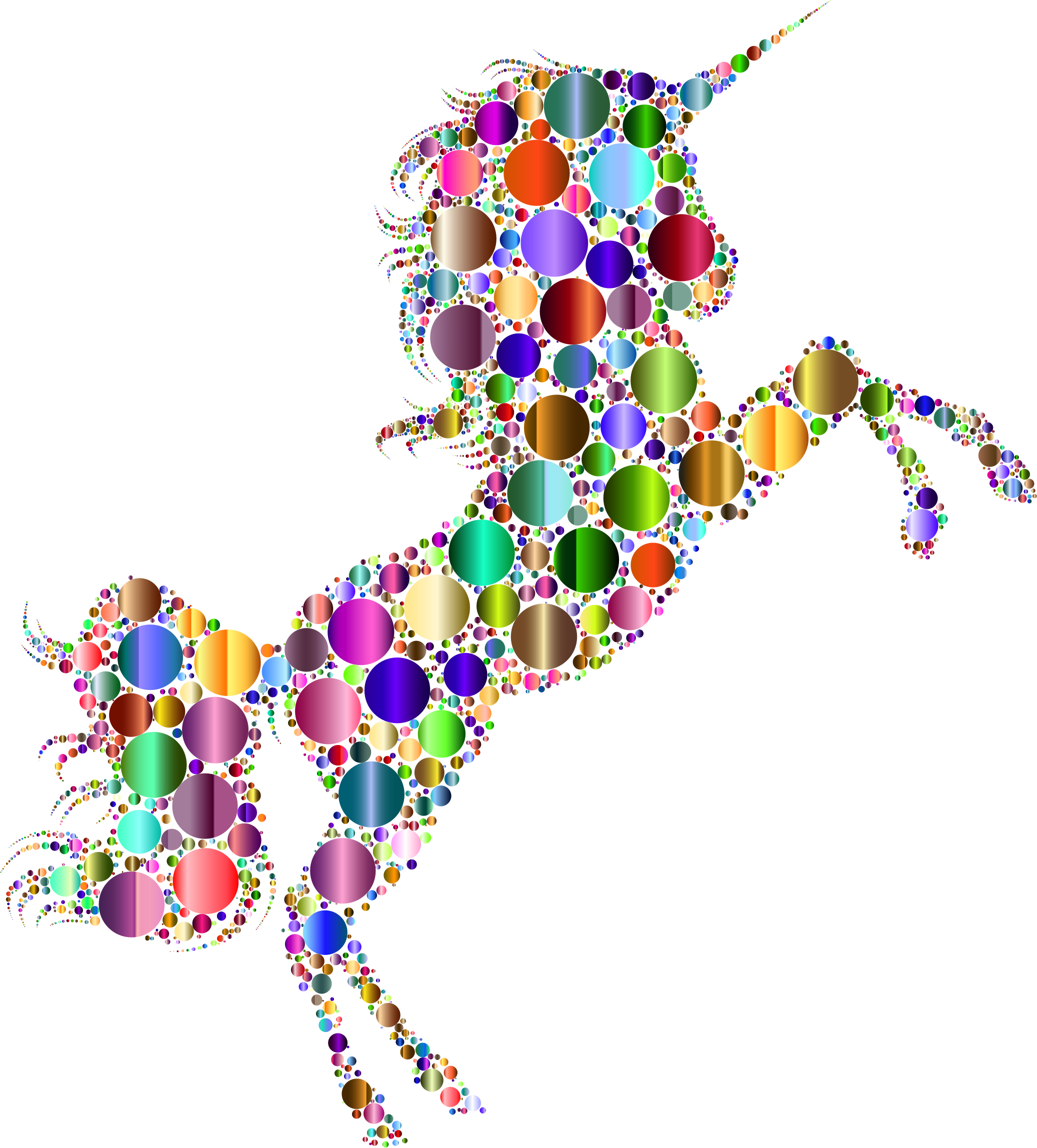 Unicorn Silhouette 2 Circles 7 No Background - Transparent Background Unicorn Clipart (2074x2296)