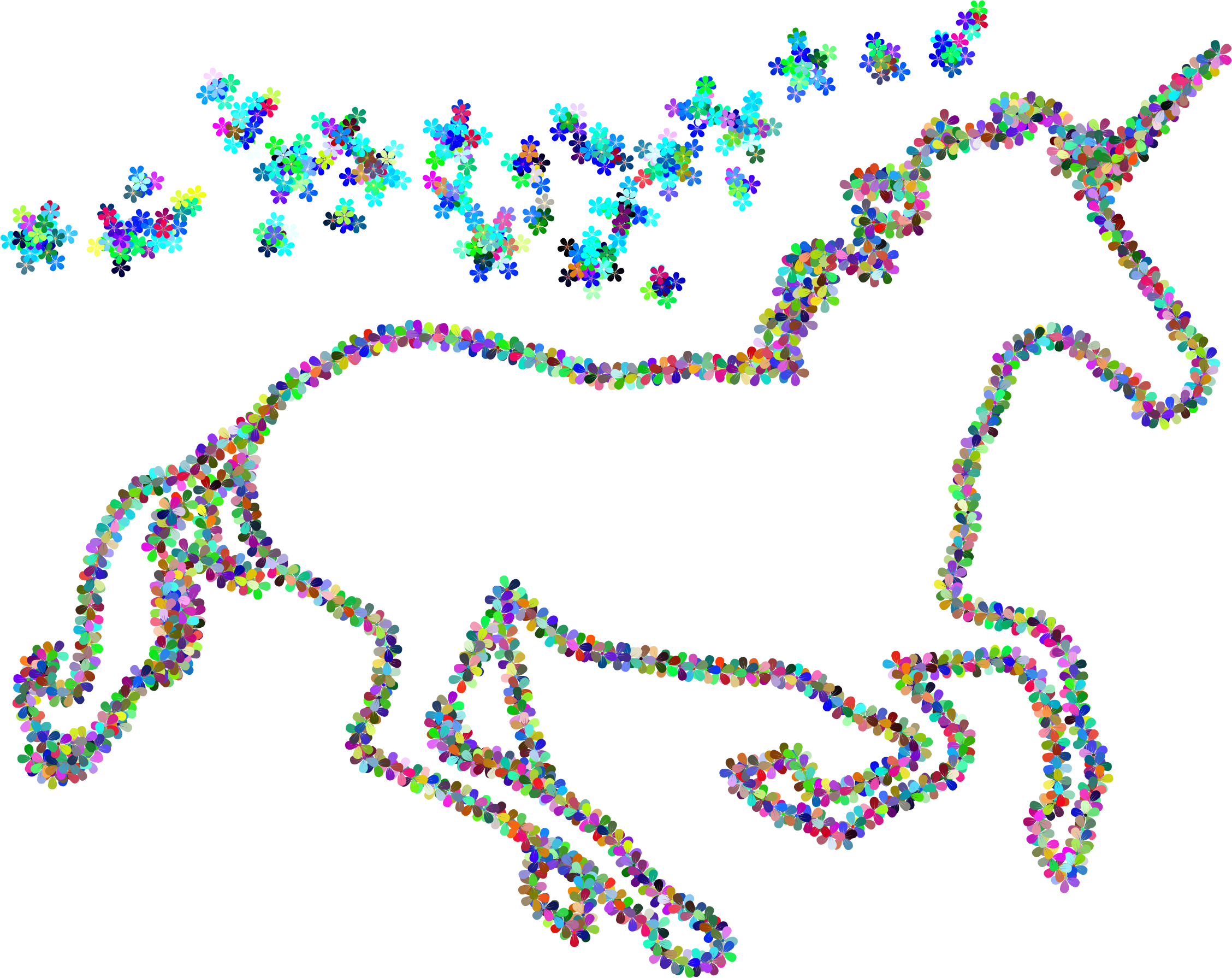 Floral Magical Unicorn Outline - Unicorn Clipart Black And White (2256x1790)