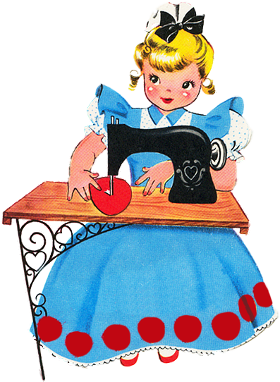 Sewing The Day Away - Cartoon (442x568)