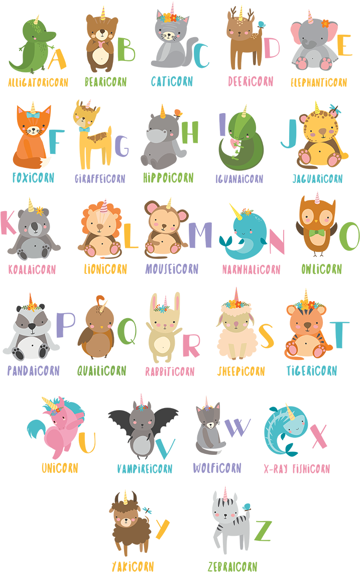Unicorn Alphabet - Unicorn Alphabet (800x1200)