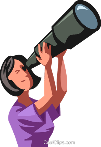 Woman Looking Through A Telescope Royalty Free Vector - Woman Looking Through A Telescope Royalty Free Vector (332x480)