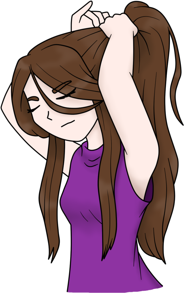 Girl Tying Hair By Nicksplosivez - Cartoon (722x1107)