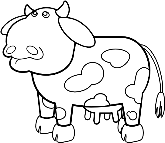 Cow Outline Black White Line Art 555px - Outline Of A Cow (555x483)