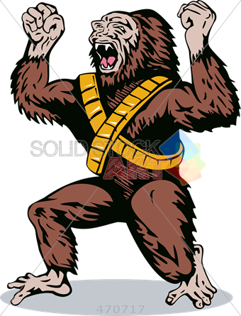 Stock Illustration Of Old Fashioned Cartoon Illustration - Angry Ape (340x445)