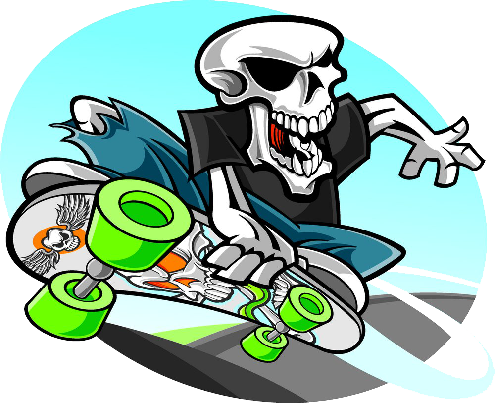 Skateboarding Human Skeleton Illustration - Vinyl Sticker Decals Skull Skulls Skateboard Sports (1000x813)