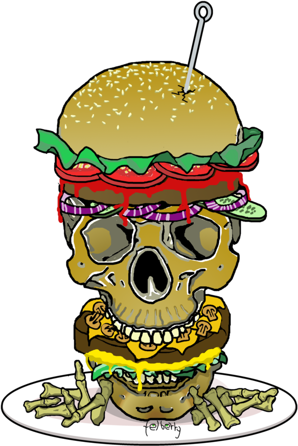 Skull Burger And Finger Fries Tee - Fast Food (768x1024)