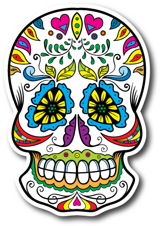 Sugar Skull Vinyl Sticker - Adult Coloring Book Day Of The Dead: Dia De Los Muertos: (600x600)
