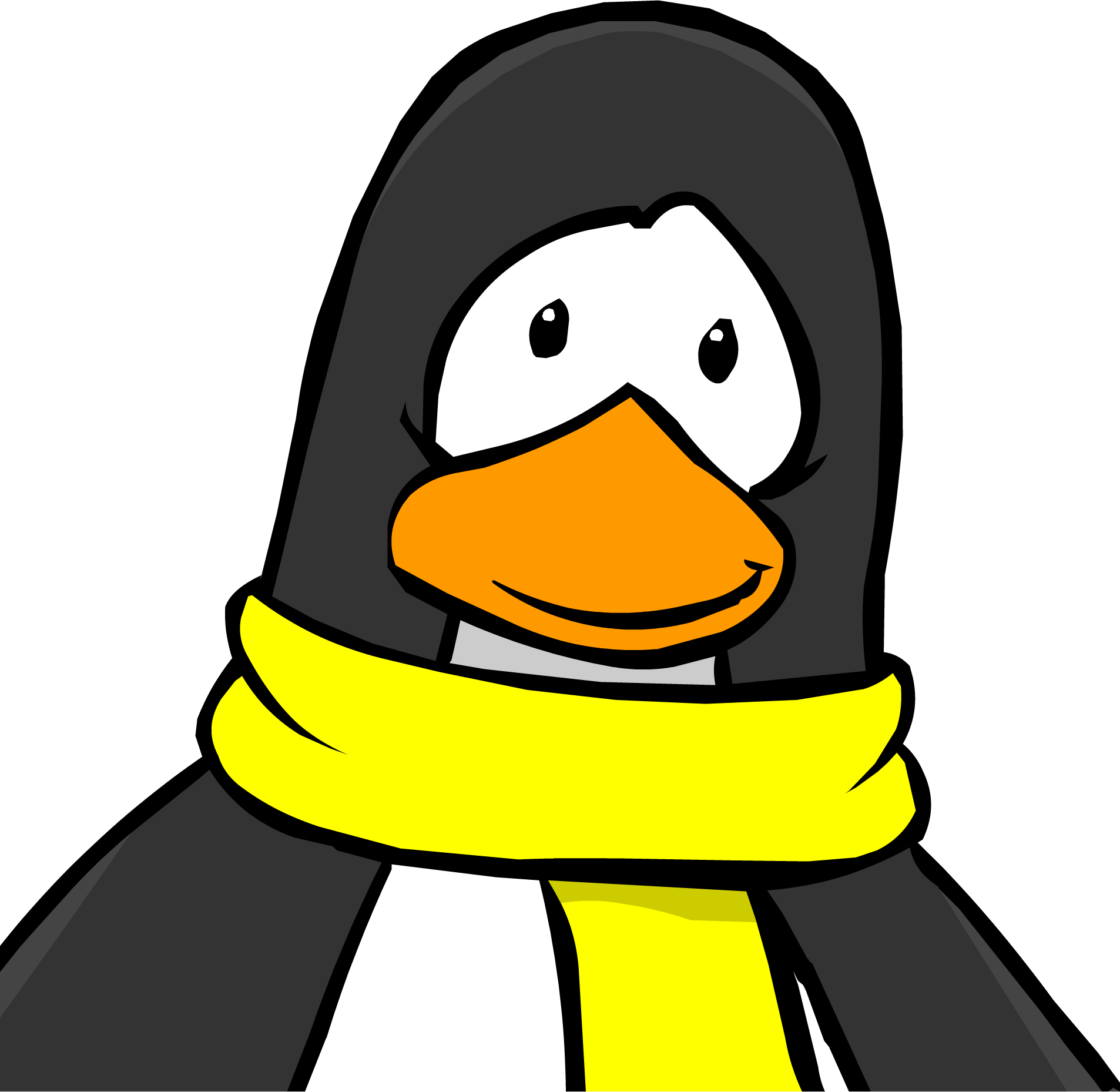 Black Penguin With Yellow Scarf 2005 - Black Penguin Club Penguin (1906x1858)