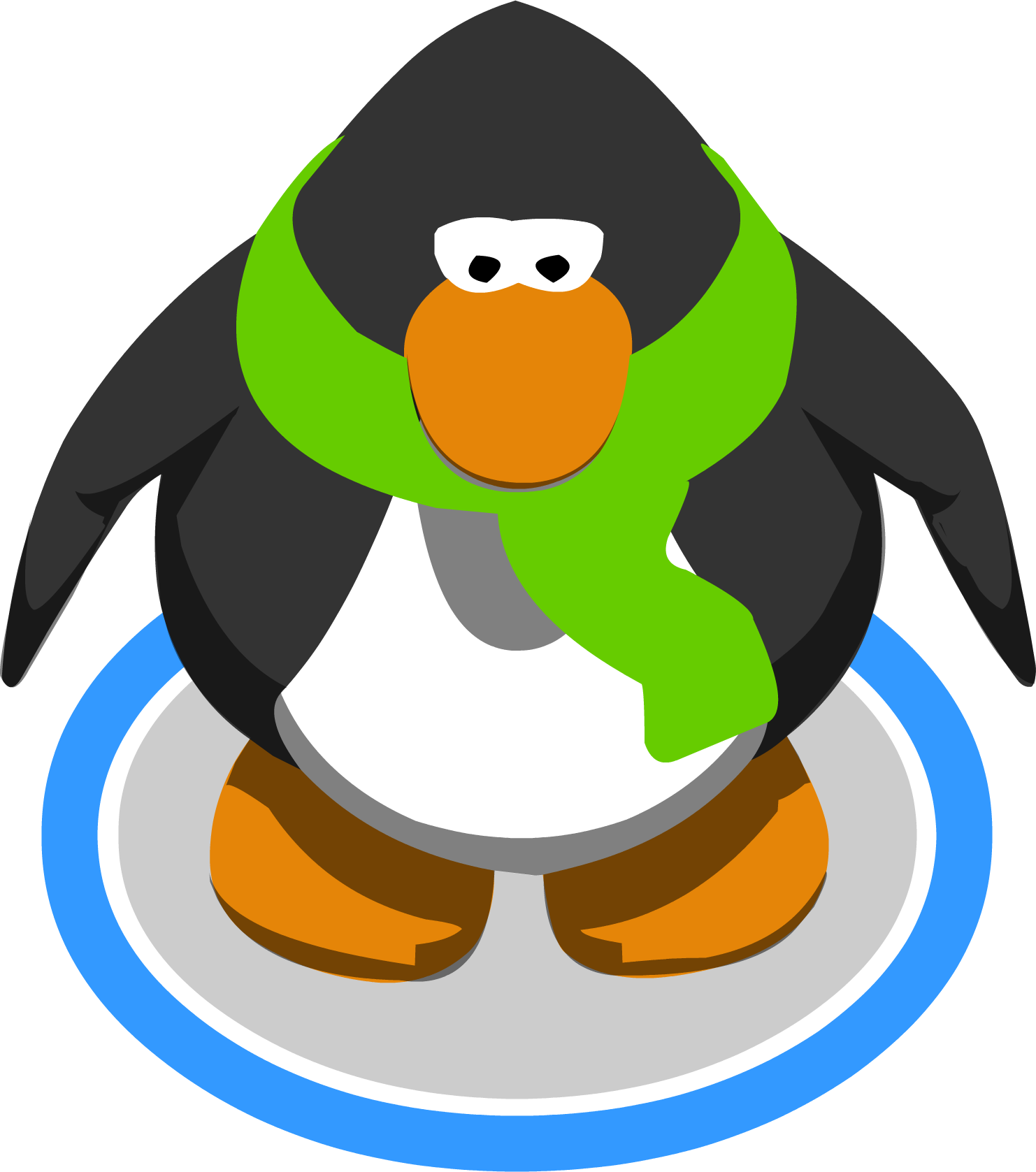 Green Scarf Ig - Club Penguin 3d Penguin (1482x1677)