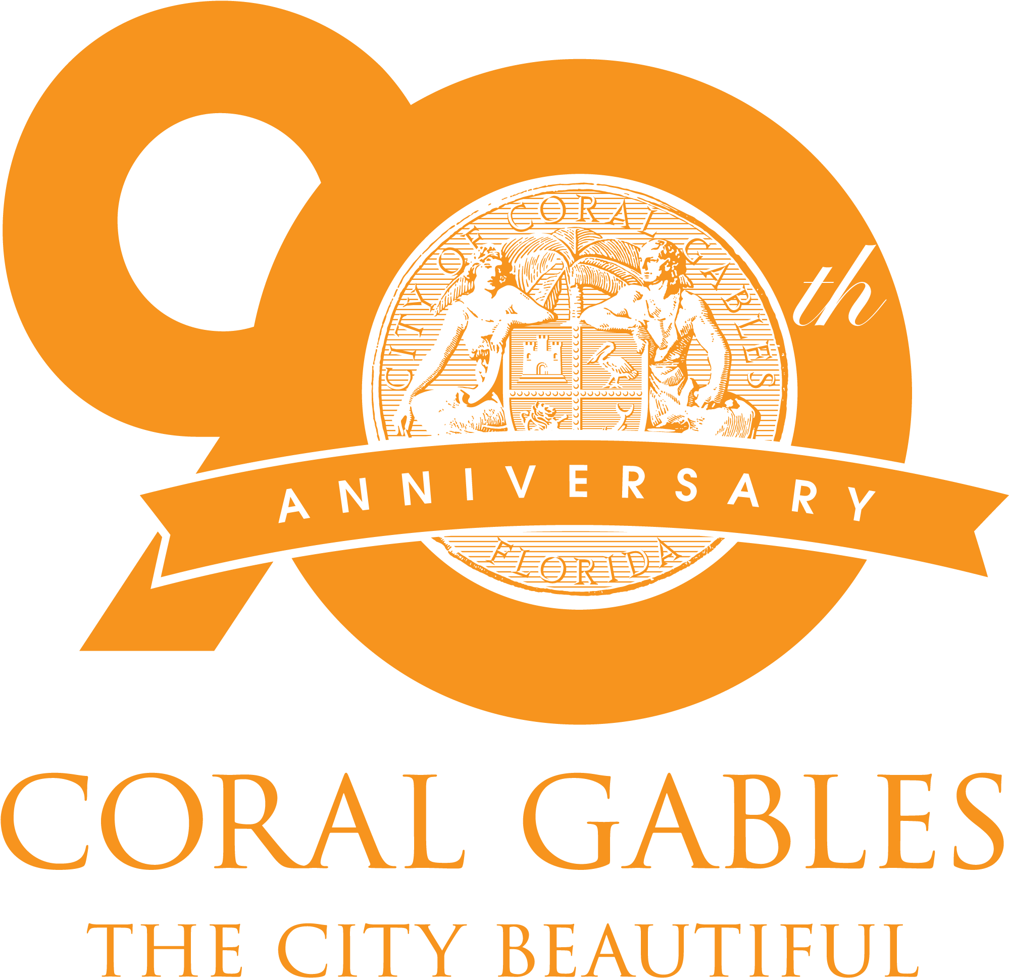 90th Anniversary Logo Orange - City Of Coral Gables (2000x1942)