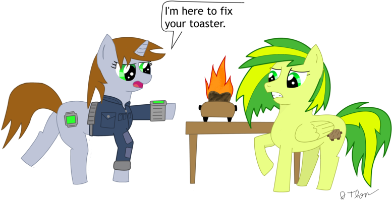 Wooden Toaster Repairpony By Cuttincows - Cartoon (800x419)