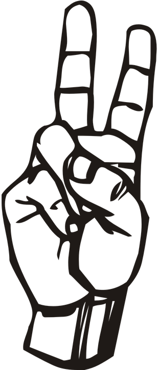 Hand Gesture Clipart Jari - Sign Language V Png (360x720)