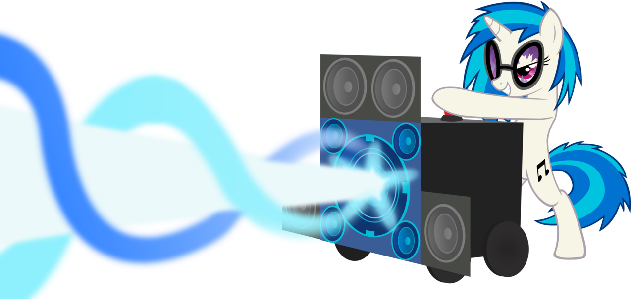 Shinodage, Bass Cannon, Beam, Bipedal, Dj Pon-3, Female, - Vinyl Scratch Bass Cannon (1280x619)