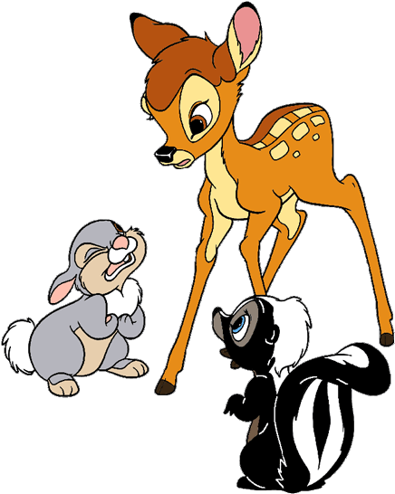 Bambi Group Clip Art Image - Bambi And Thumper And Flower (450x555)