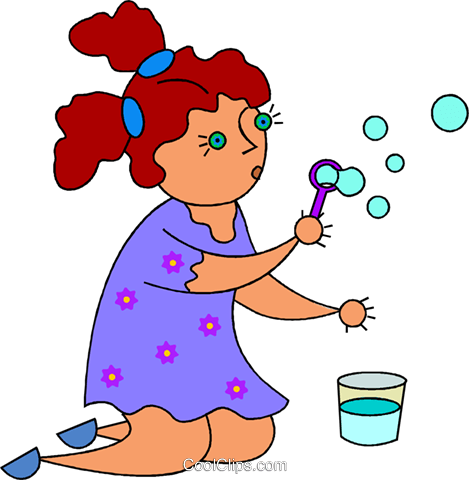 Little Girl Blowing Bubbles Royalty Free Vector Clip - Blowing Bubbles Clip Art (469x480)