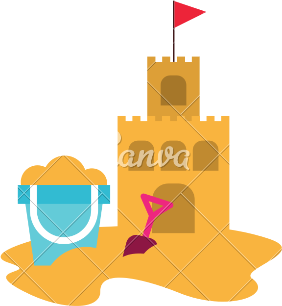 Beach Sandcastle With Sand Bucket - Beach (800x800)