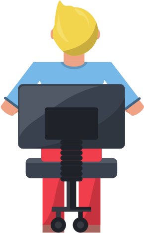 Man Sitting On A Chair - Man Working On Computer Icon (550x550)