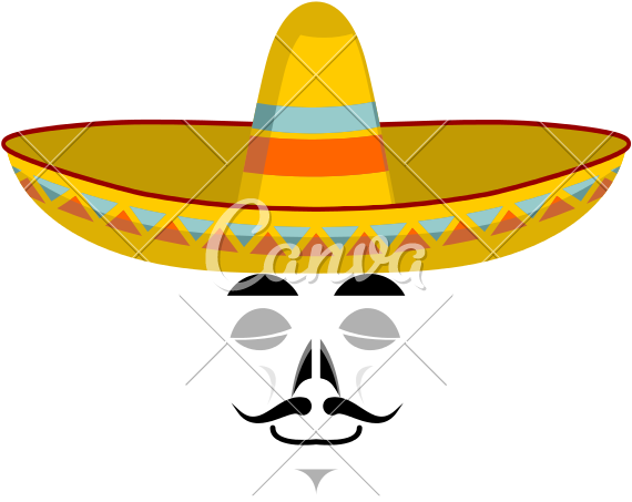 Sleeping Skull In Sombrero Vector - Mexican Sombrero Cartoon (800x800)