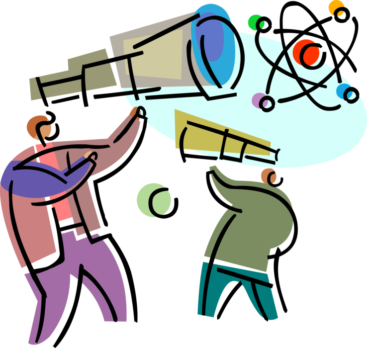 Vector Illustration Of Nuclear Energy Physicists With - Clip Art (738x700)