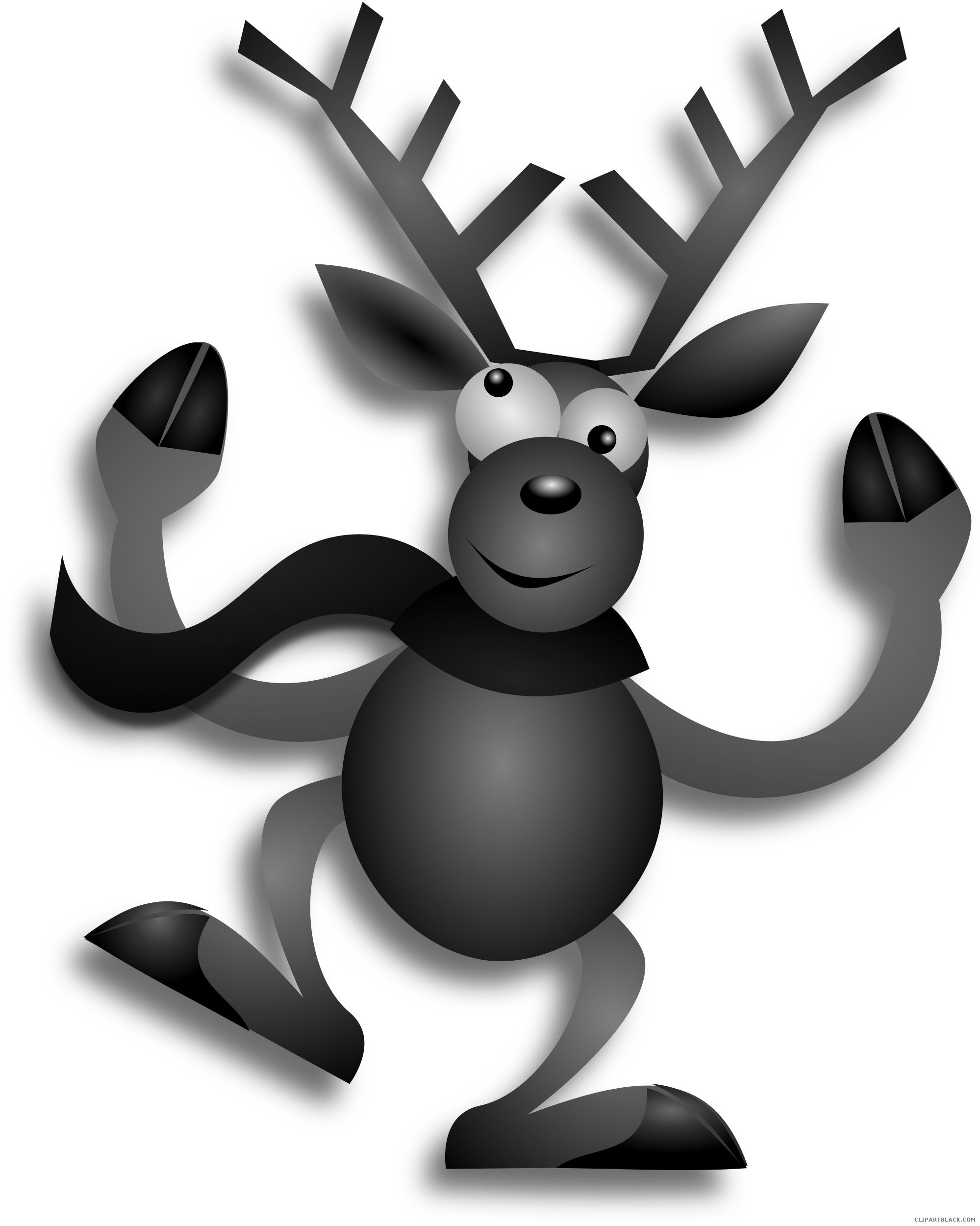 Dancing Reindeer Animal Free Black White Clipart Images - Merry Christmas Happy Reindeer Scarf (1999x2500)