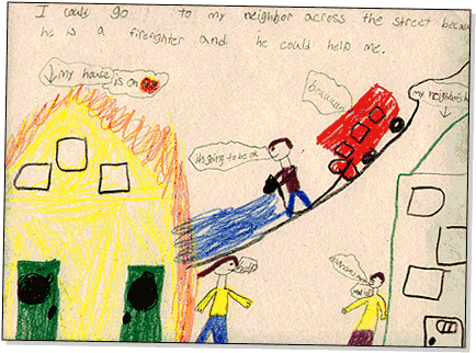 Fire Safety Kid Drawing - Fire Safety Drawing Kids (471x330)