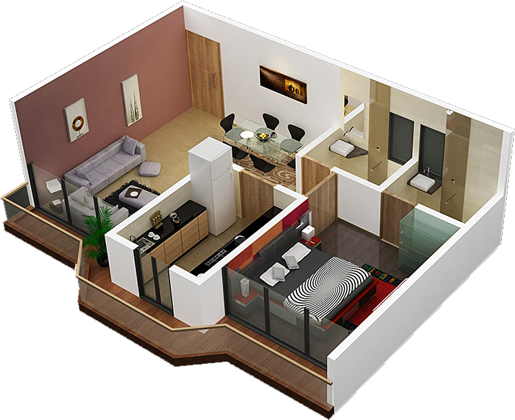 Three Room Set House Design - 3 Room Set House Design (800x639)