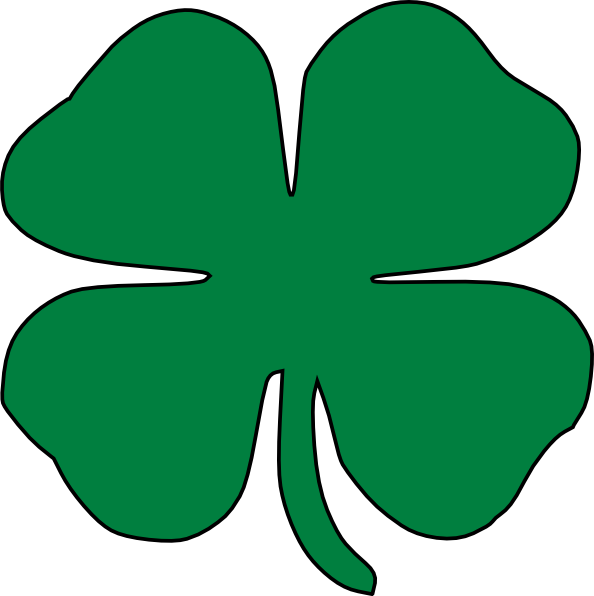Clover Clipart Large - Green Four Leaf Clover (594x596)