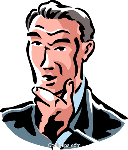 Man Thinking Royalty Free Vector Clip Art Illustration - Thinking Man Clipart Png (409x480)