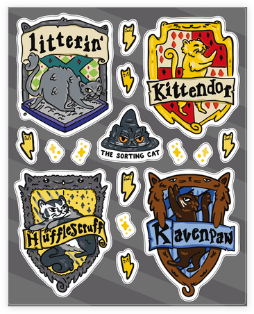 The Sorting Cat Will Sort Your Wizardly, Kitten Self - Sticker (484x484)