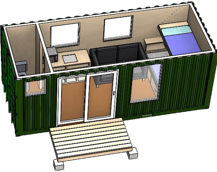 The Rustic Retreat Is Made Out Of One 20 Foot Container - 20 Feet Container House (692x593)