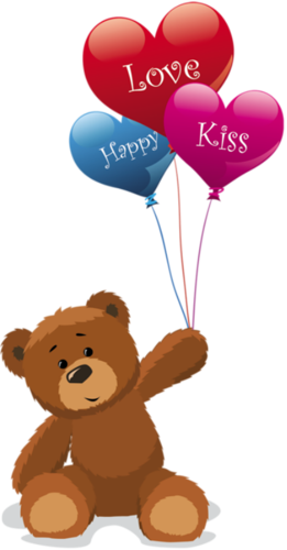 Teddy Bears With Valentine Hearts,teddy Bears With - Teddy Bear With Balloons (261x500)