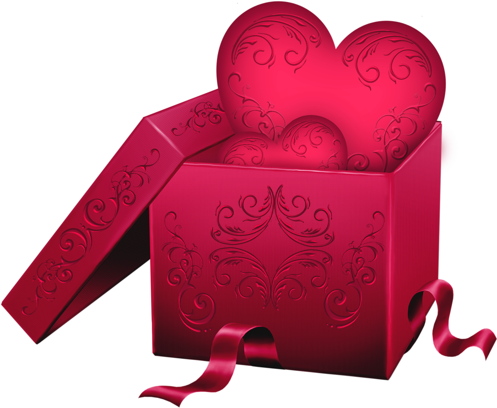 Transparent Gift Box With Heart Png Clipart - Valentines Day Roses Png (1006x852)