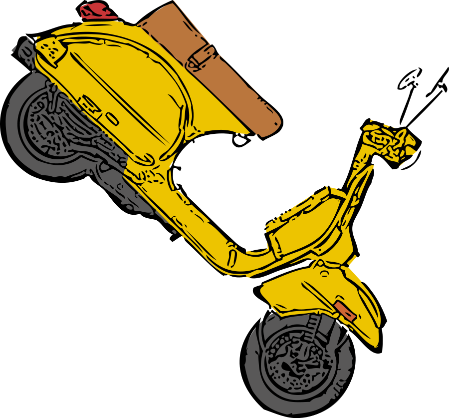 Scooter Standing Clip Art - Motorcycle Cartoon Png Free (900x837)
