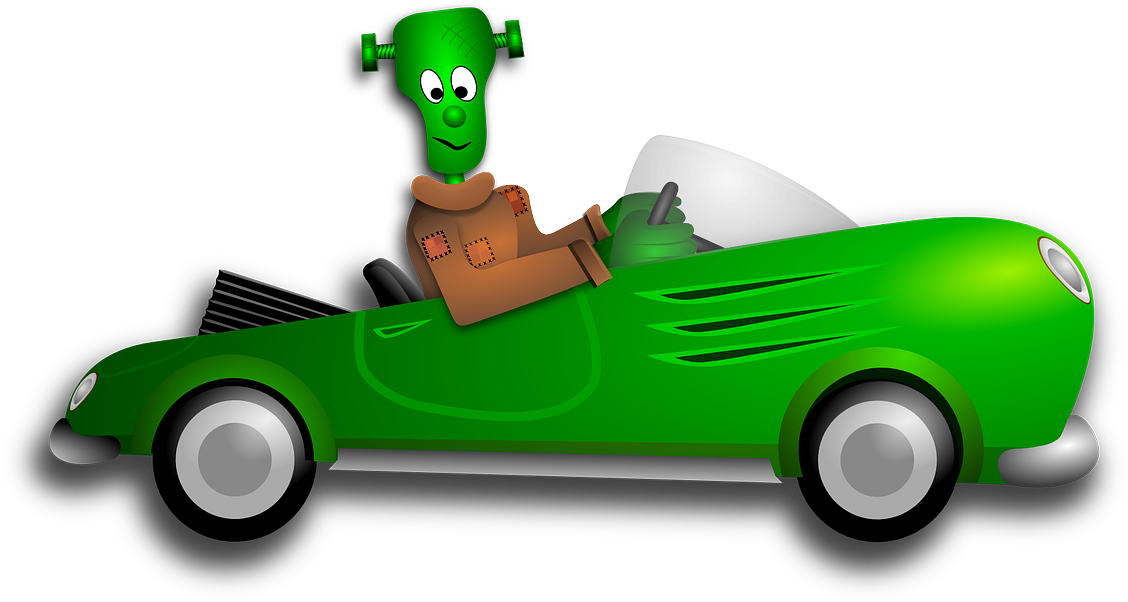 Frankenstein, Halloween, Automobile, Car, Convertible - Halloween Car Vector (2400x1281)