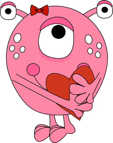 Clip Art Monsters On Monsters Clip Art And Cute Monsters - Valentines Day Newsletter Template (394x500)