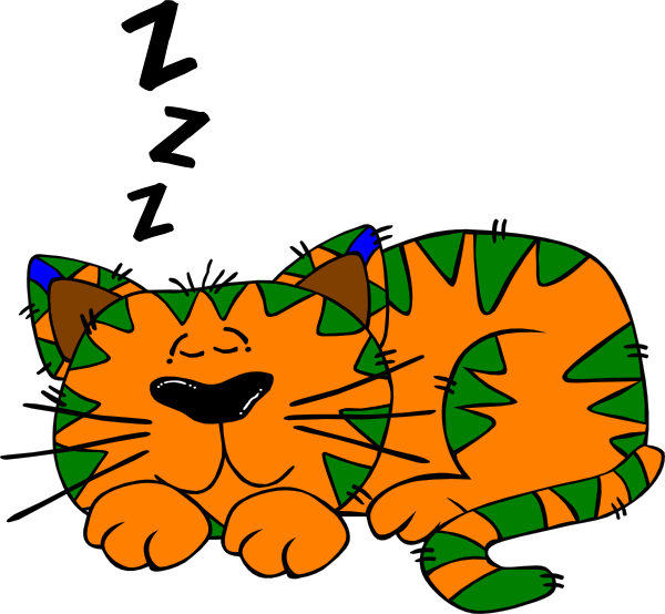 Nap - Clipart - Cartoon Cat (600x554)