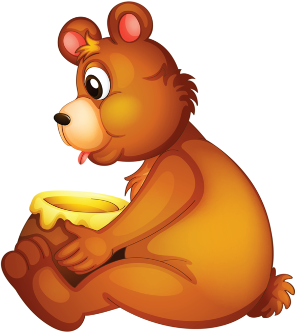 Clip Art - Honey Clipart A Bear Eating Honey (600x692)