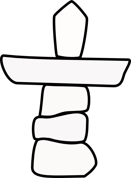 Nunavut Canada Inukshuk No Colour Clip Art - Inukshuk Drawing (444x600)